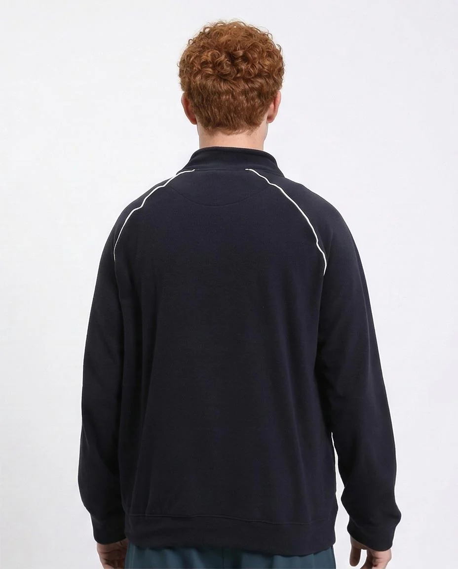 Ravin Men's Navy Fleece Track Jacket with Contrast Raglan Piping - R214591 - Image 2