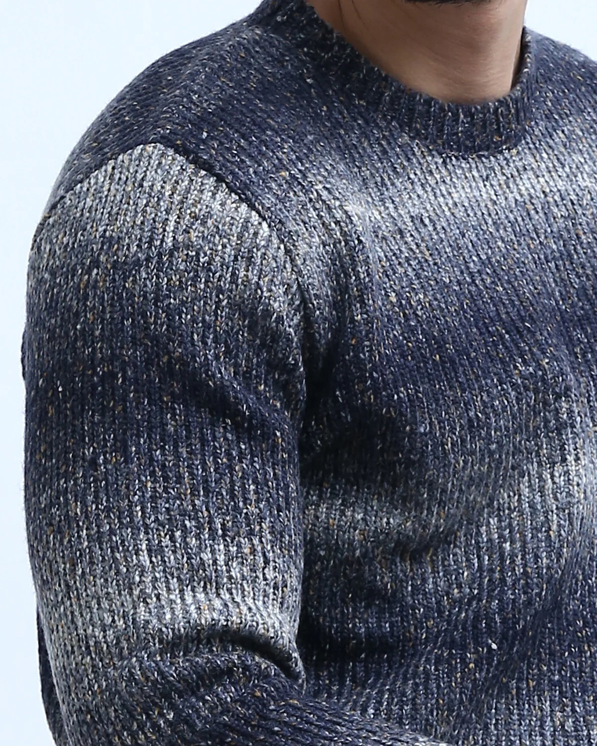 Men's Navy Ombre Ribbed Knit Pullover Sweater - O199873 - Image 4