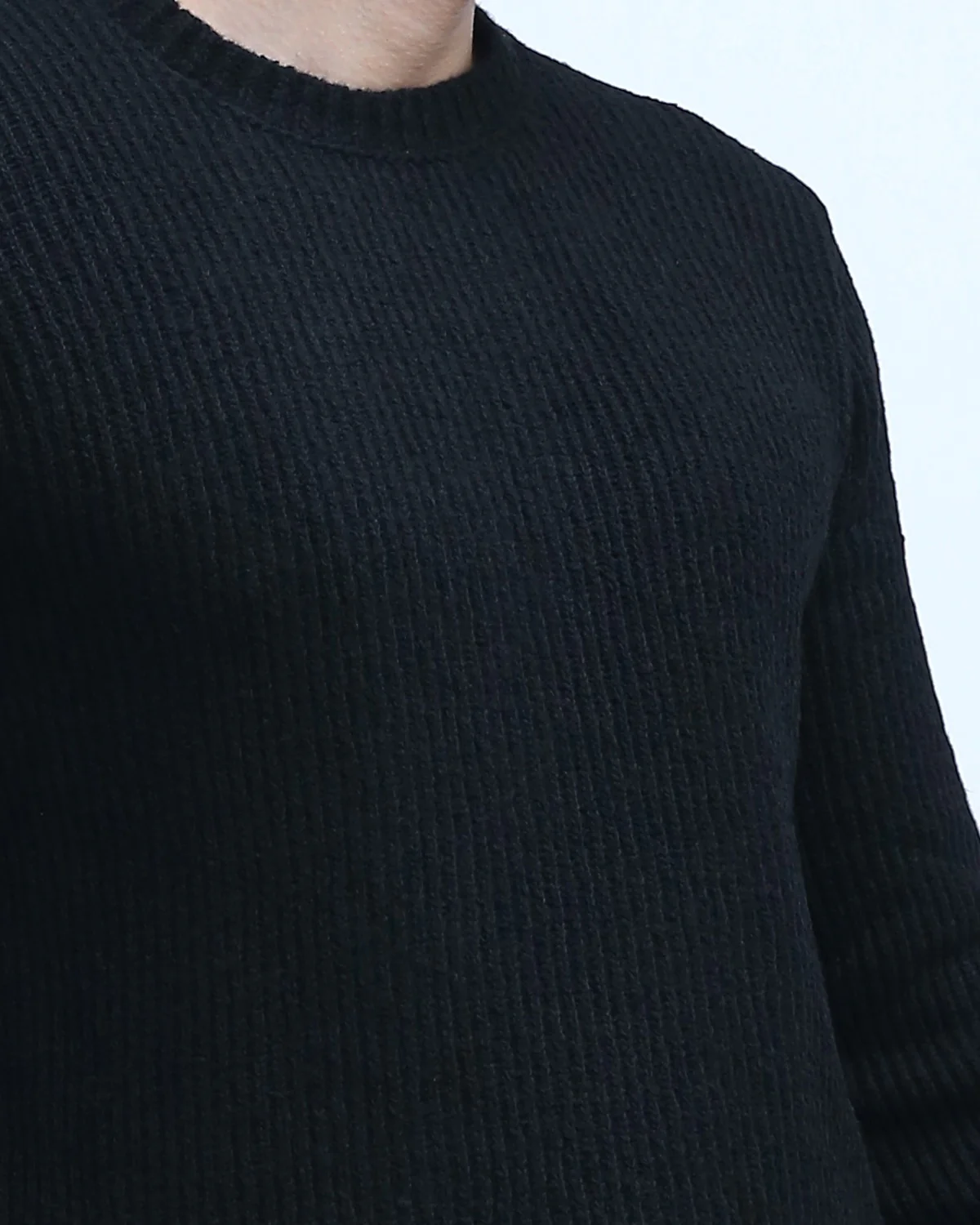 Navy Ribbed Knit Crew Neck Pullover Sweater - O199877 - Image 4