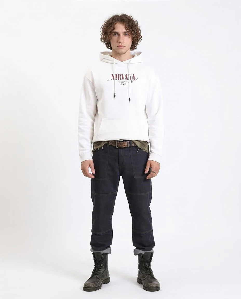 Ravin Men’s Nirvana Graphic Print Oversized Hoodie – Off-White - R212187 - Image 3