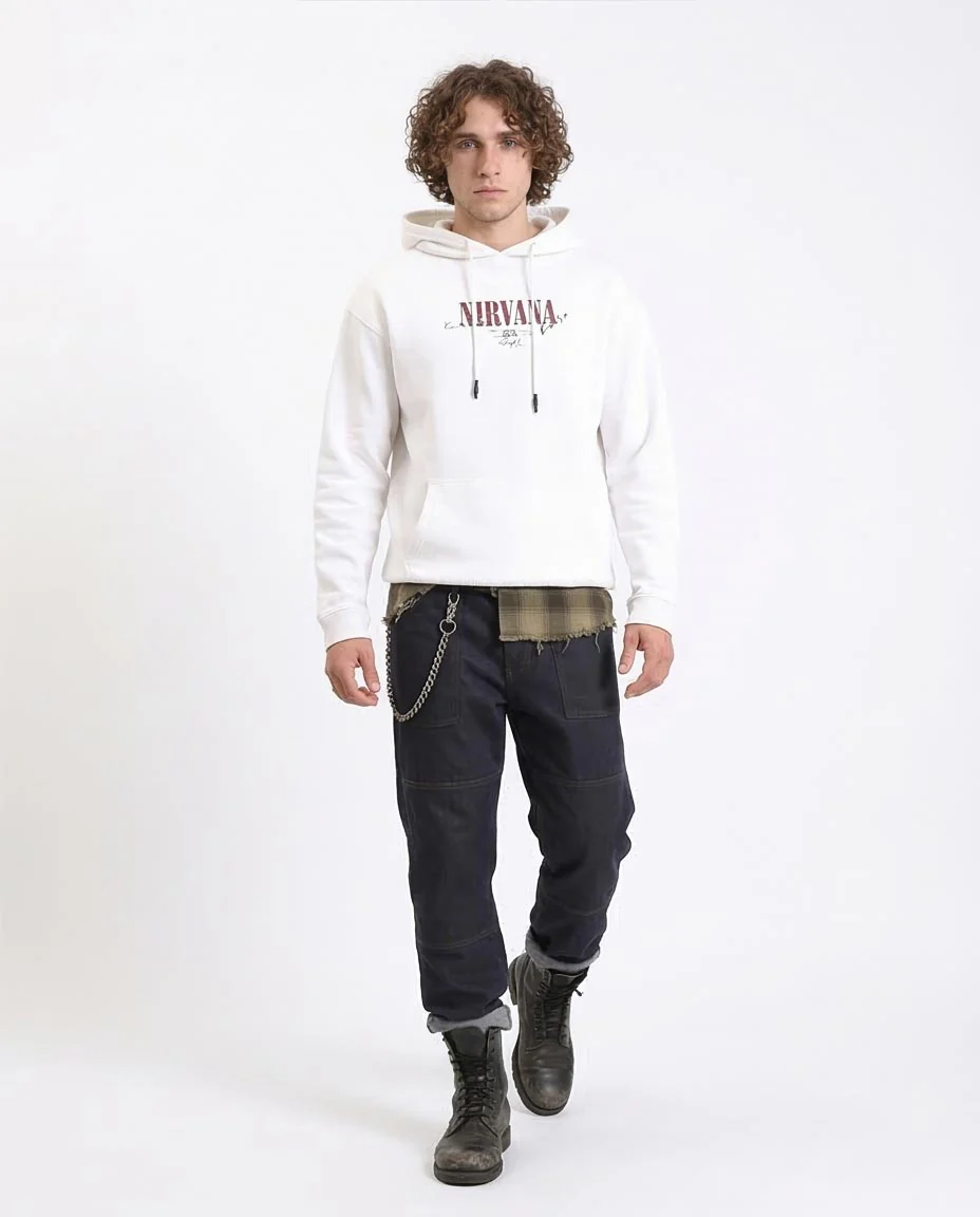 Ravin Men’s Nirvana Graphic Print Oversized Hoodie – Off-White - R212187 - Image 5