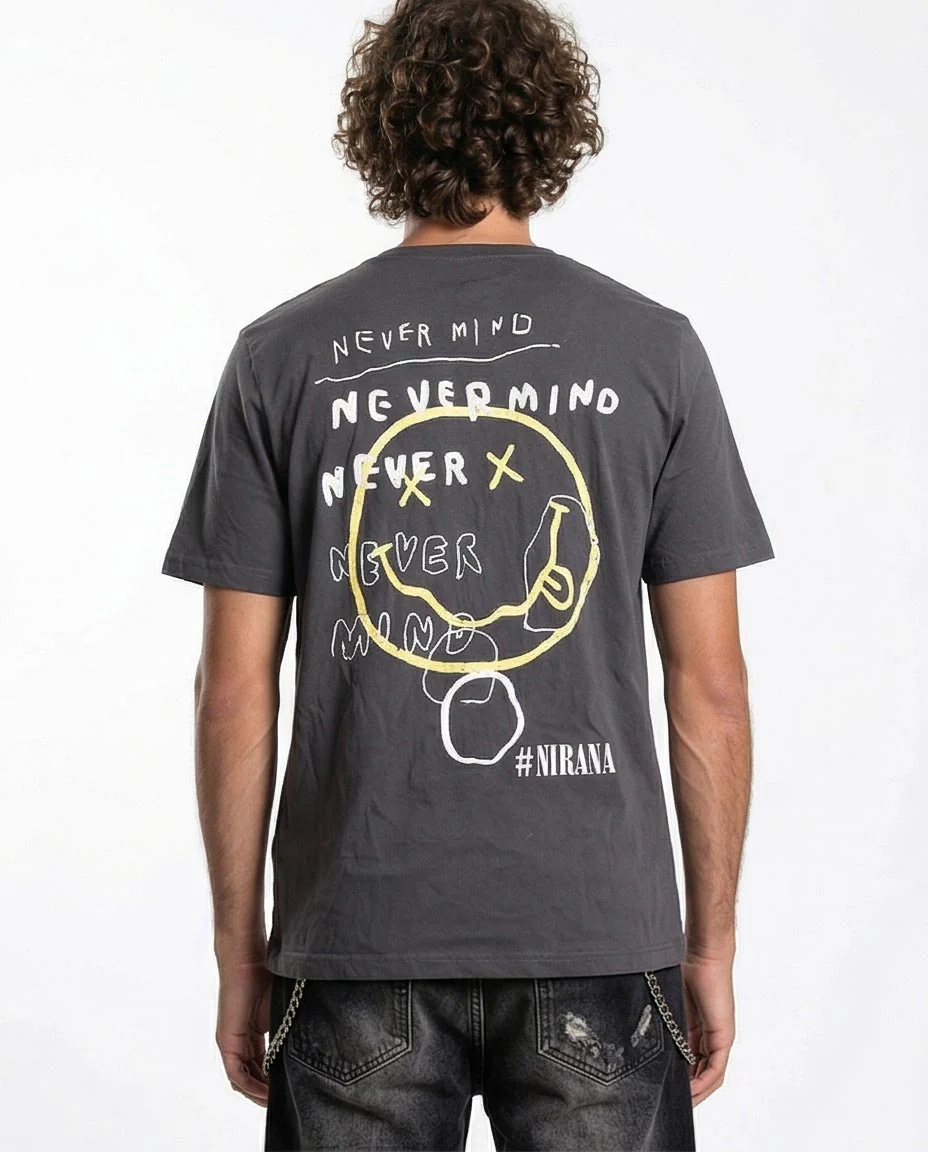 Ravin Men’s Nirvana "Nevermind" Graphic T-Shirt – Vintage Charcoal Grunge Tee - O203108 - Image 2