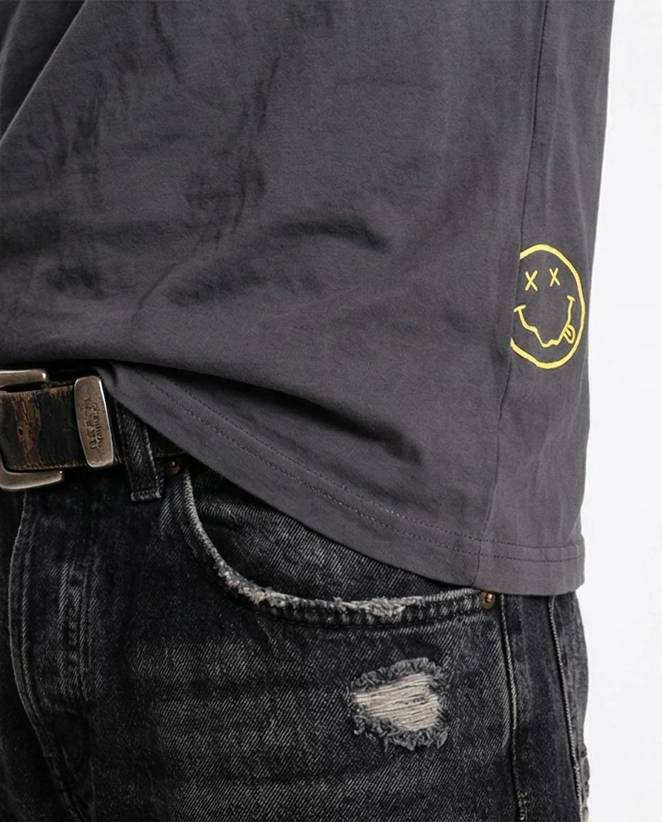 Ravin Men’s Nirvana "Nevermind" Graphic T-Shirt – Vintage Charcoal Grunge Tee - O203108 - Image 3