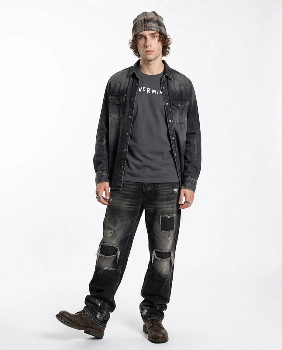 Ravin Men’s Nirvana "Nevermind" Graphic T-Shirt – Vintage Charcoal Grunge Tee - O203108 - Image 4