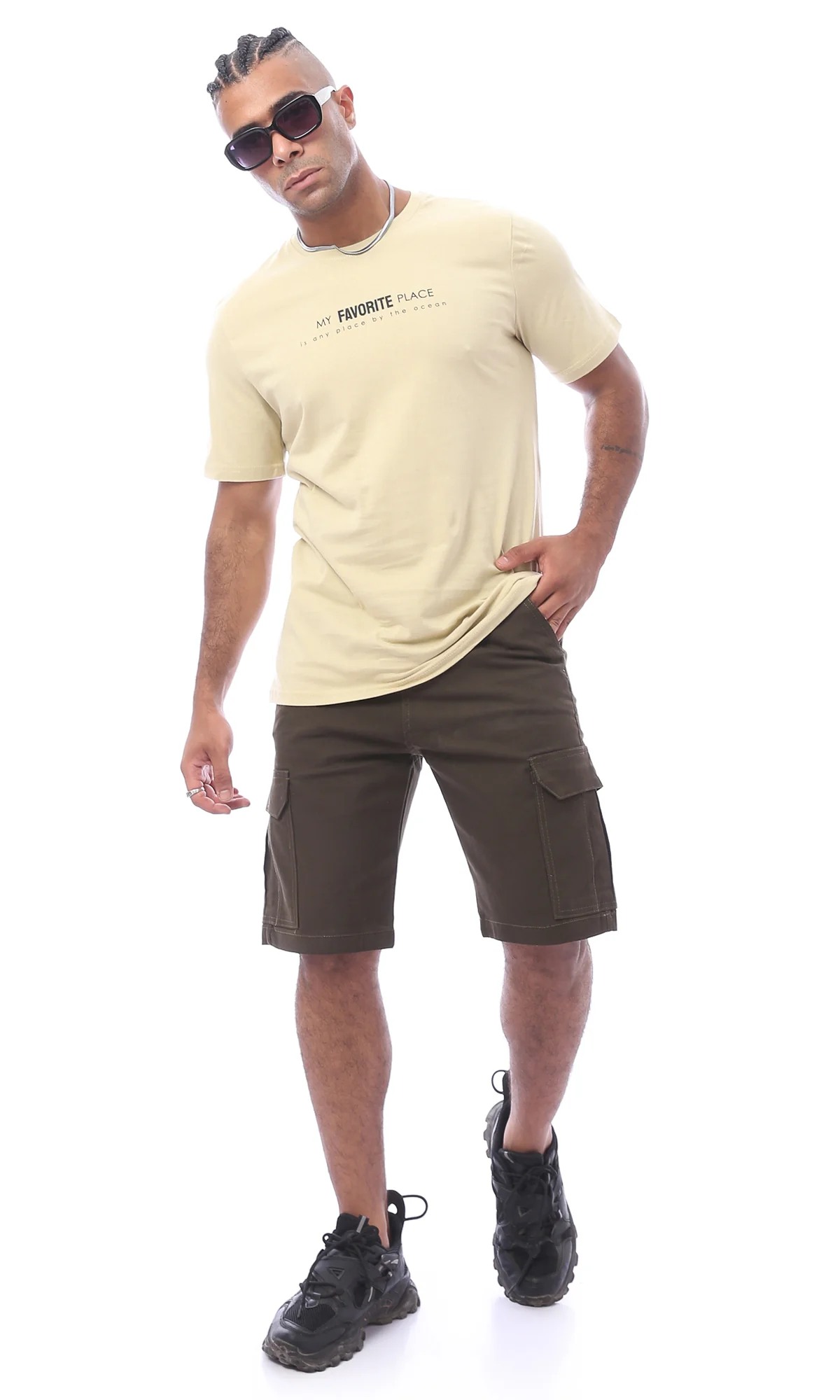 Men's Olive Earth-Tone Cargo Utility Shorts - 0170551 - Image 5