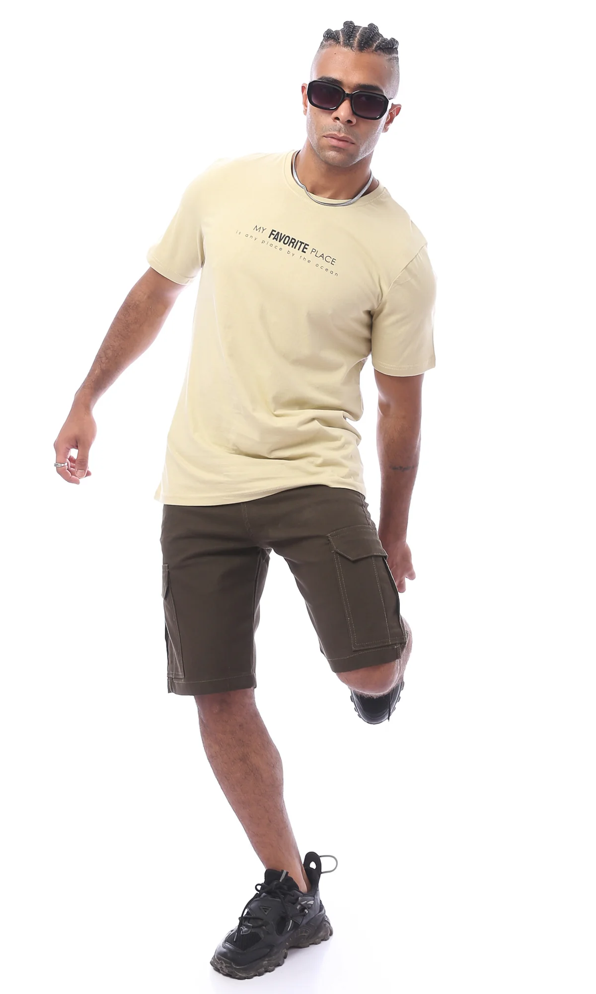 Men's Olive Earth-Tone Cargo Utility Shorts - 0170551 - Image 7