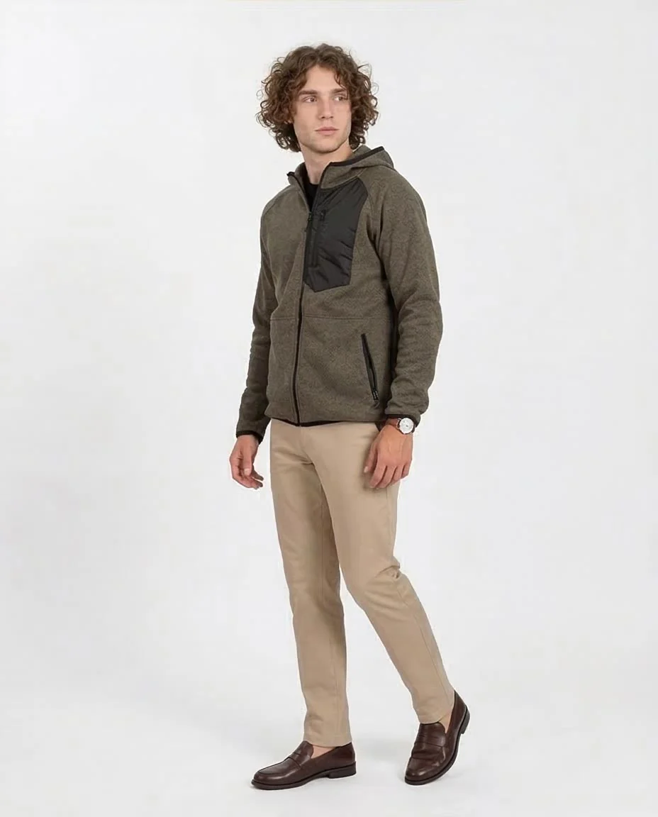 Men's Olive Moss Tech-Fleece Full-Zip Hoodie - O201219 - Image 4