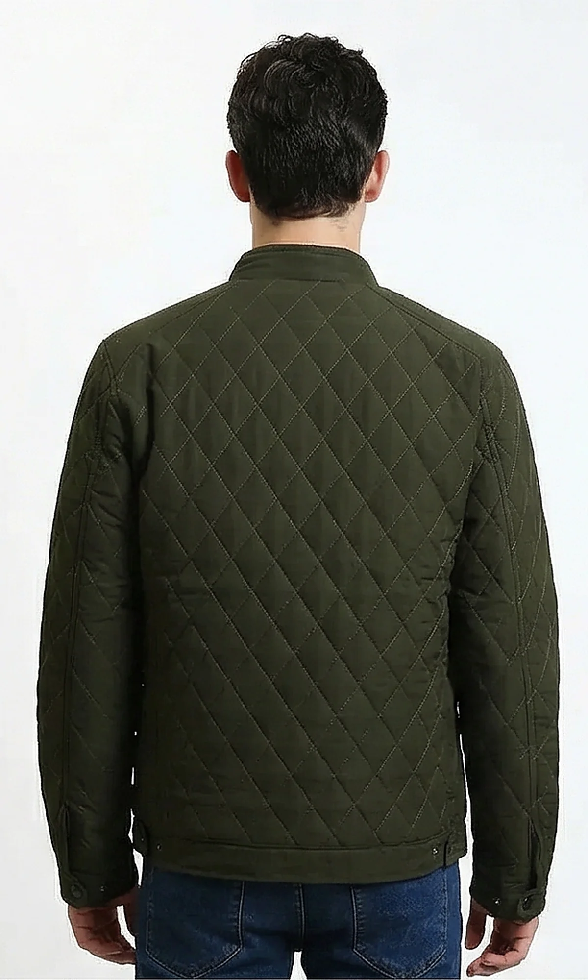 Olive Quilted Mock Neck Jacket - Image 2