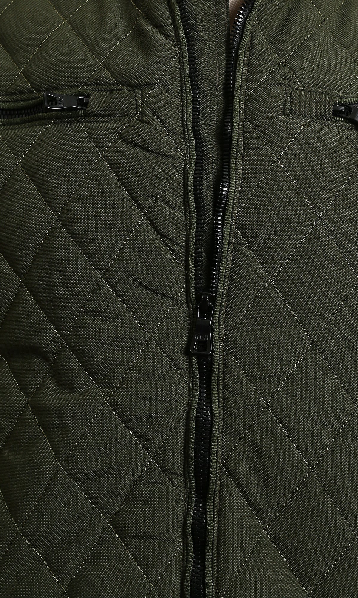 Olive Quilted Mock Neck Jacket - Image 3