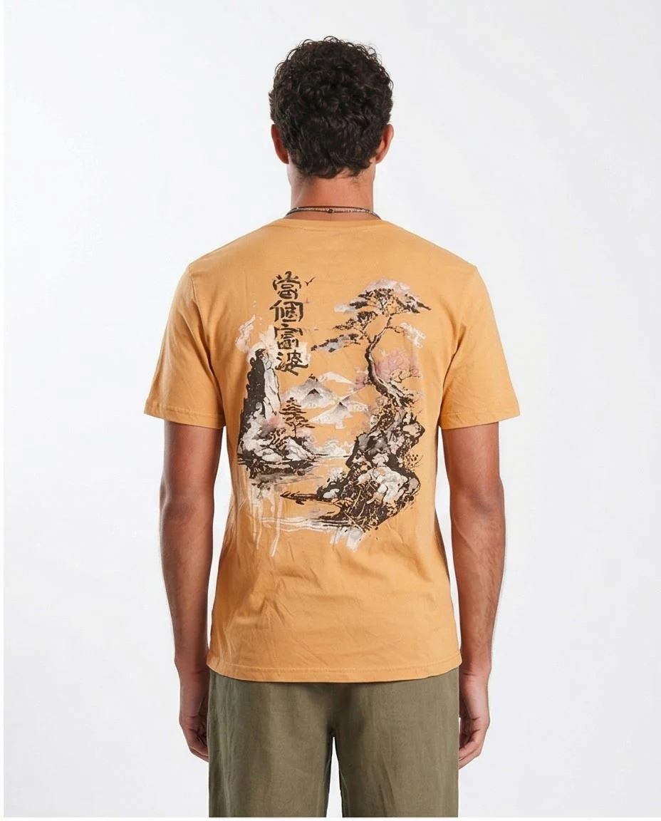 Ravin Men’s Oriental Landscape Graphic T-Shirt – Modern Boho Relaxed Fit - O204381 - Image 2