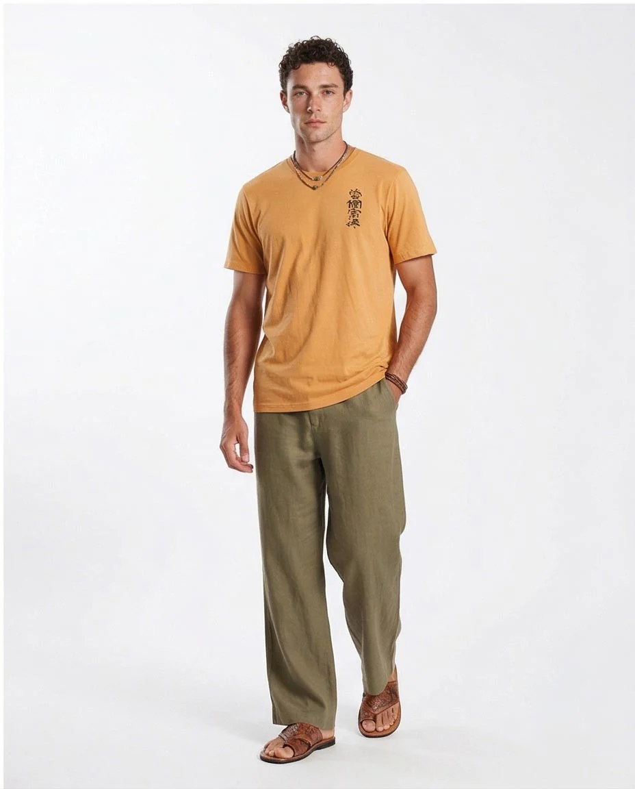 Ravin Men’s Oriental Landscape Graphic T-Shirt – Modern Boho Relaxed Fit - O204381 - Image 4