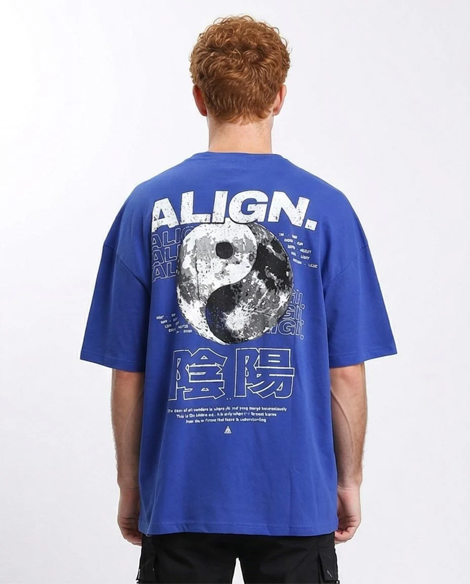 Ravin Mens Oversized 'ALIGN' Graphic T-Shirt - Cobalt Blue - O203142 - Image 2