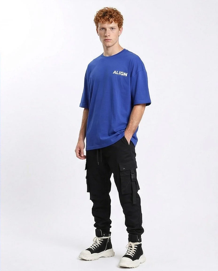 Ravin Mens Oversized 'ALIGN' Graphic T-Shirt - Cobalt Blue - O203142 - Image 4