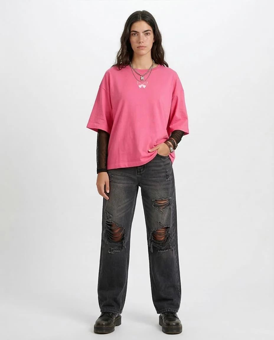 RAVIN Men’s Oversized "Evolve or Repeat" Graphic T-Shirt - Pink - R204531 - Image 3