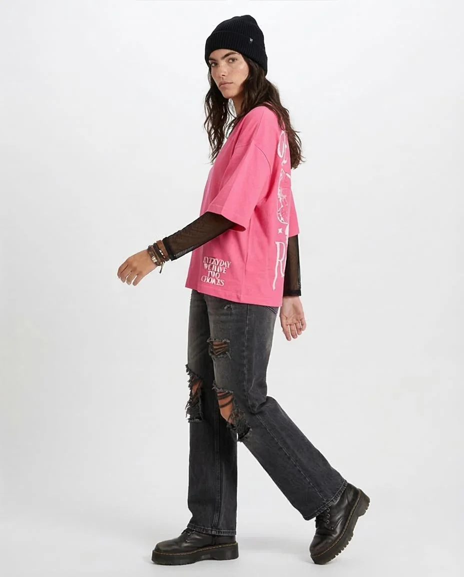 RAVIN Men’s Oversized "Evolve or Repeat" Graphic T-Shirt - Pink - R204531 - Image 5
