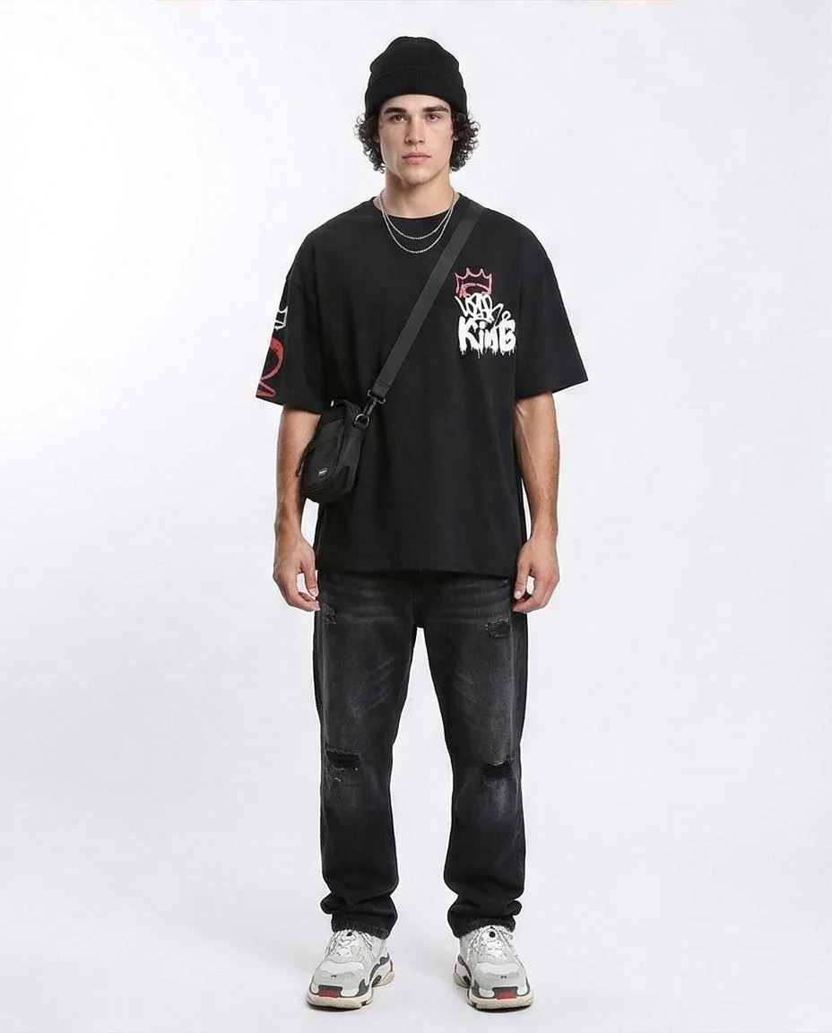 Ravin Men's Oversized Graffiti Graphic T-Shirt - Black - R210536 - Image 4