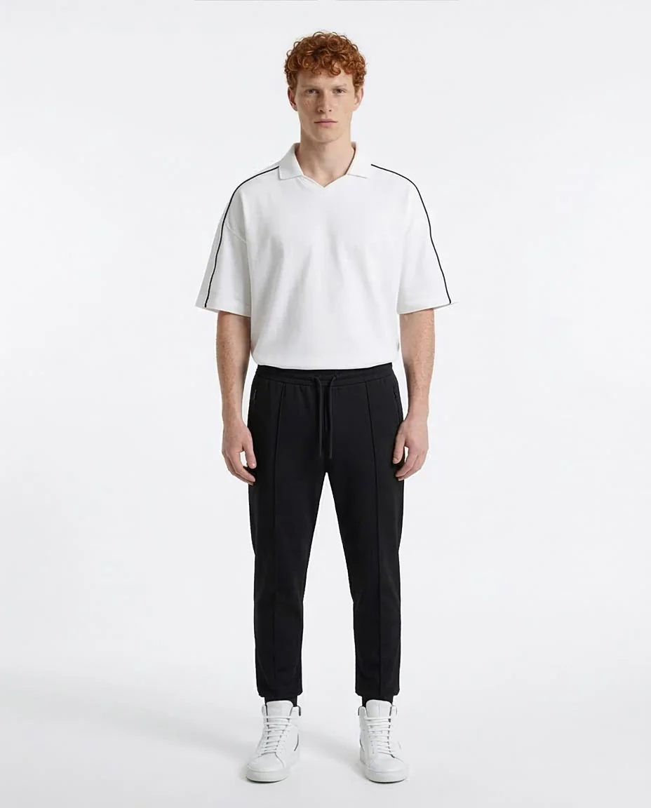 White Contrast Stripe Oversized Polo Shirt - R215955 - Image 3