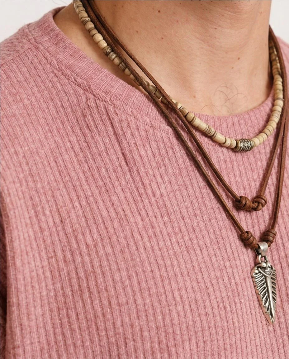 Ravin | Men's Oversized Ribbed Knit Heavyweight T-Shirt - Dusty Rose - R205825 - Image 3