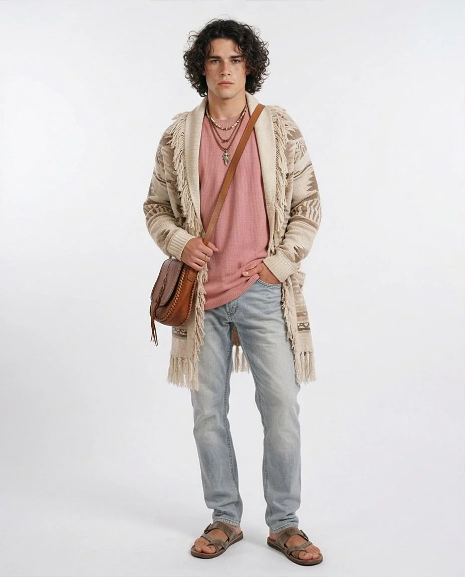 Ravin | Men's Oversized Ribbed Knit Heavyweight T-Shirt - Dusty Rose - R205825 - Image 4