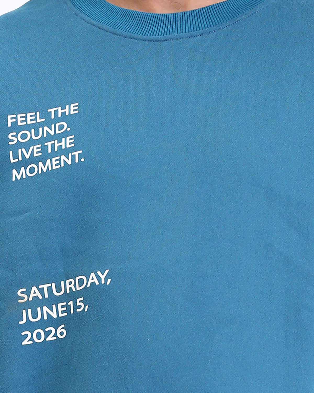 RAVIN Men’s Oversized "Rock Night Festival" Teal Sweatshirt – Urban Street Style -R213124 - Image 4