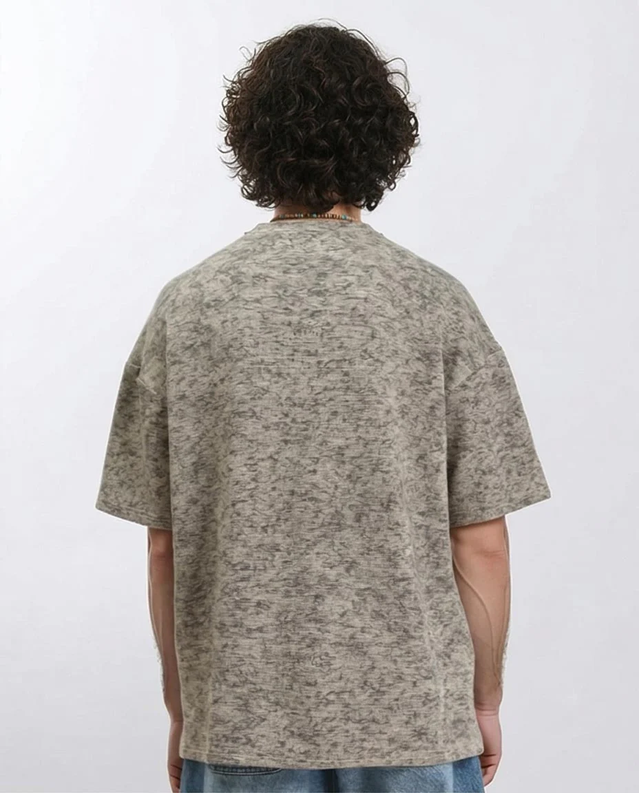 Ravin Men’s Oversized Textured Knit Tee – Grey Marl - R212508 - Image 2