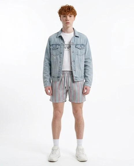 Pastel Striped Coastal Board Shorts - O191448 - Image 3