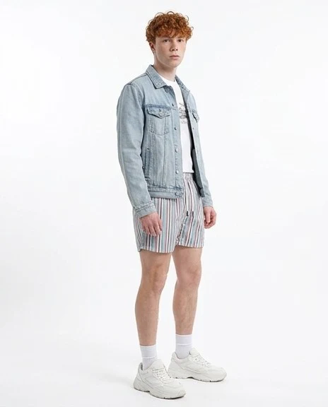Pastel Striped Coastal Board Shorts - O191448 - Image 4