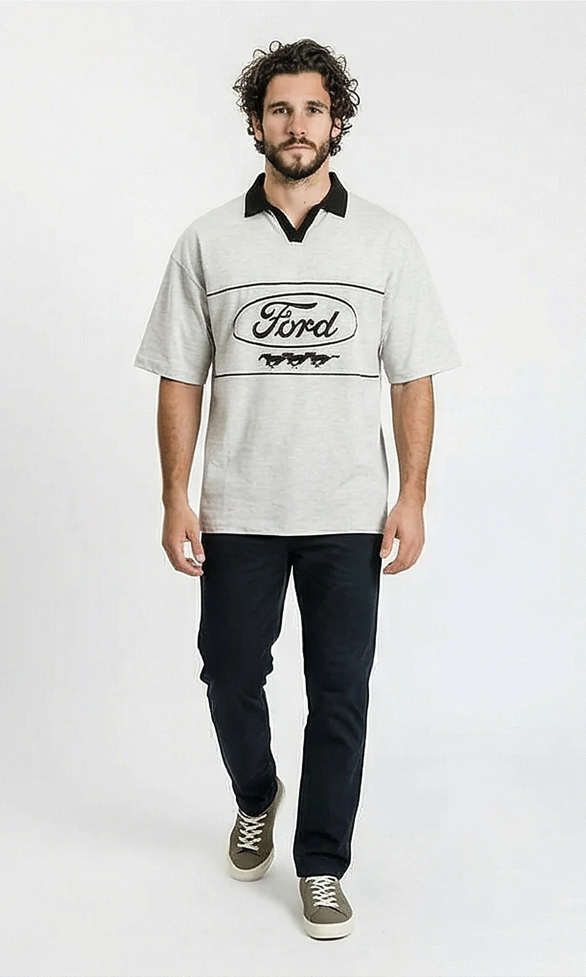 Heather Grey Ford Heritage Graphic Oversized Polo - R210784 - Image 4