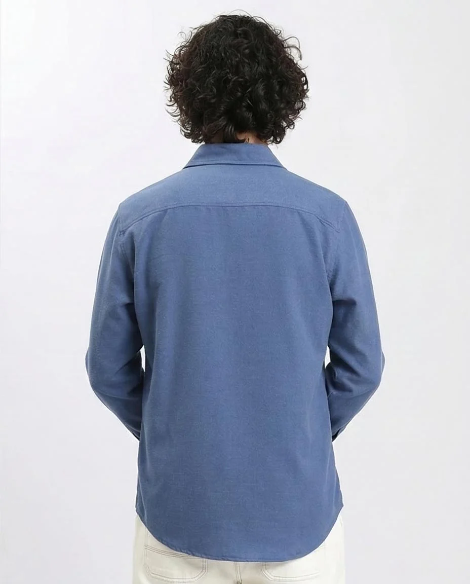 Ravin Men’s Premium Heathered Blend Long Sleeve Shirt – Slate Blue - R210694 - Image 2