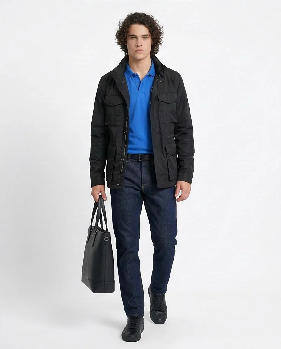 Ravin Men’s Premium Long-Sleeve Piqué Polo Shirt – Royal Blue - R214572 - Image 3