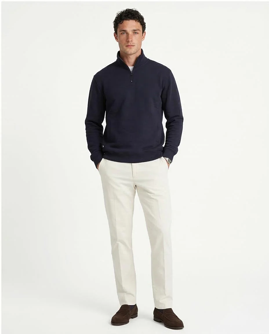 Ravin Men's Premium Quarter-Zip Fleece Sweatshirt – Navy - R207553 - Image 5