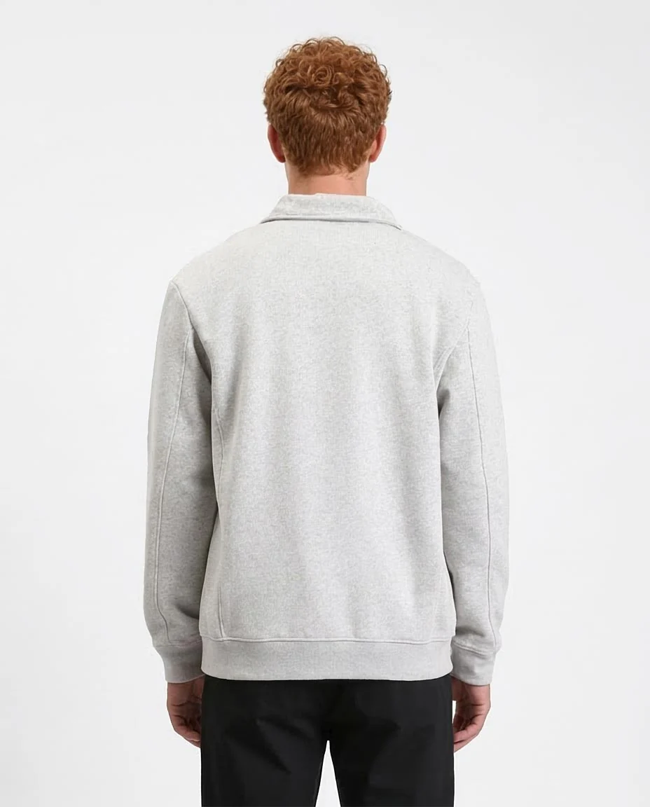 Ravin Men’s Premium Quarter-Zip Melange Sweatshirt - Heather Grey - R212025 - Image 2