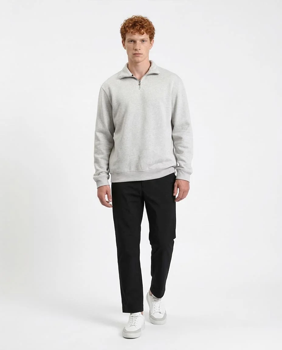 Ravin Men’s Premium Quarter-Zip Melange Sweatshirt - Heather Grey - R212025 - Image 5