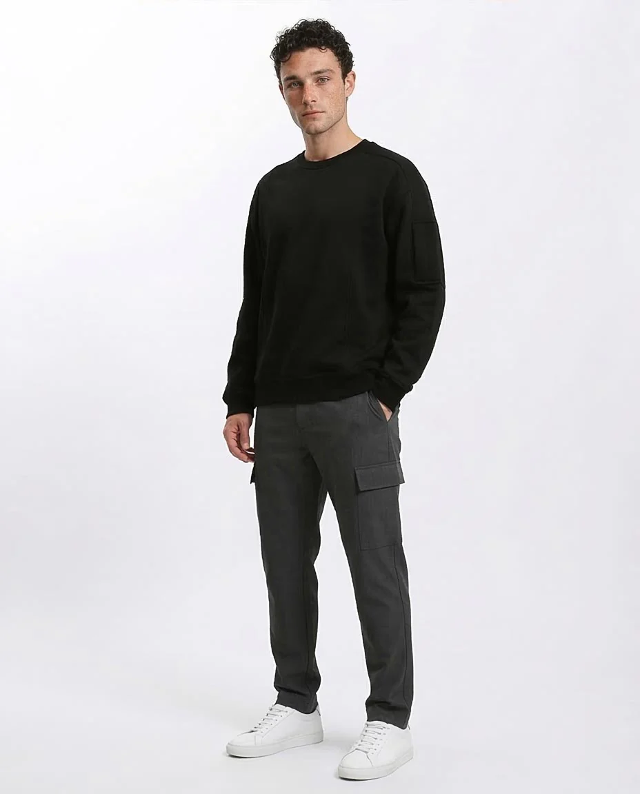 Ravin Men’s Premium Structured Utility Sweatshirt – Black - R215652 - Image 5