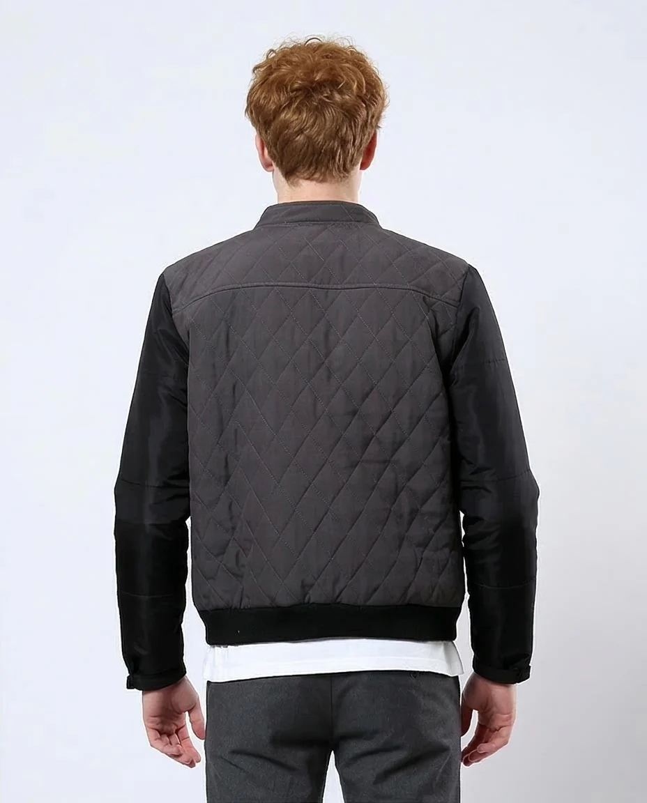 Men's Smoke Grey Quilted Hybrid Bomber Jacket - O175898 - Image 2