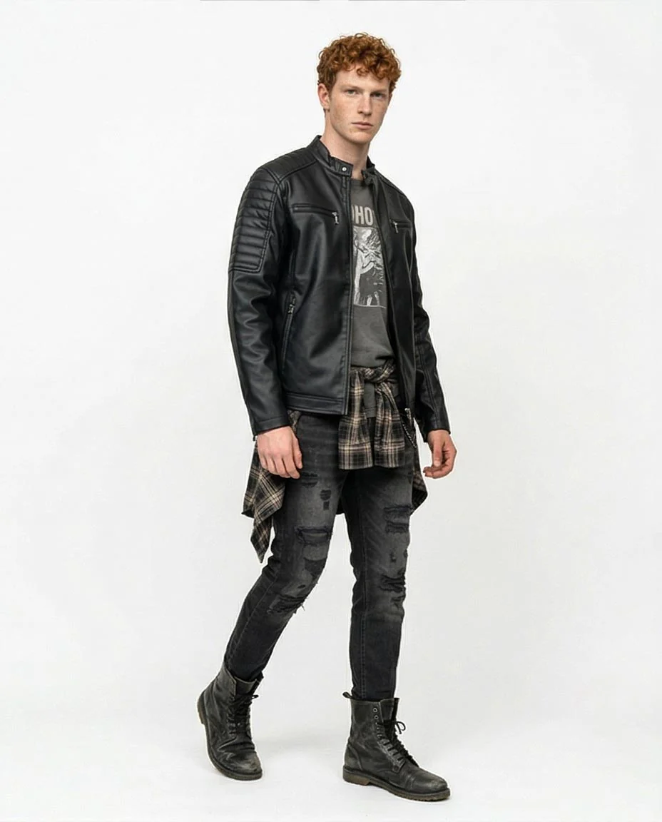 Ravin Men’s Quilted-Shoulder Moto Biker Jacket in Matte Black - R212920 - Image 4