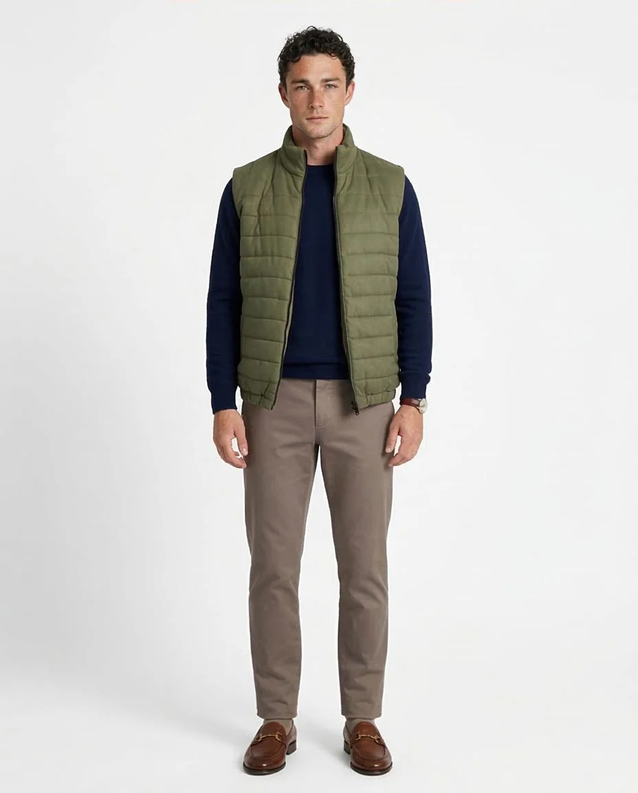 Ravin Men’s Quilted Zip-Up Gilet – Olive - R215934 - Image 3