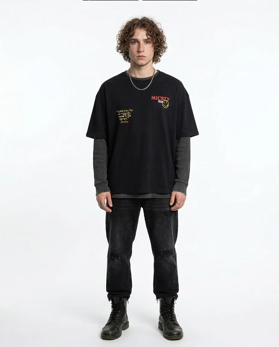 Ravin Men’s R216572 Boxy Oversized Graphic T-Shirt - Black - R216572 - Image 3