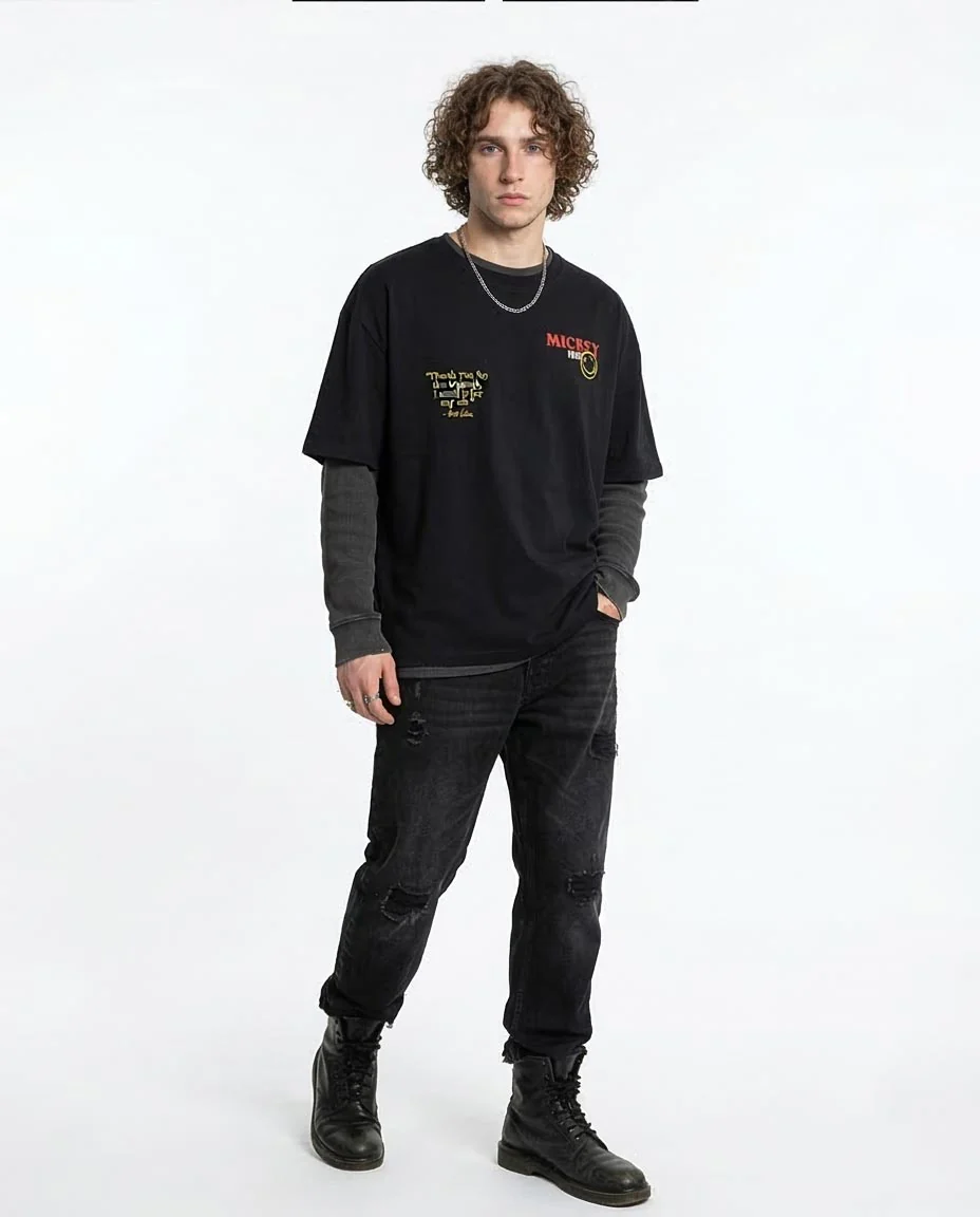 Ravin Men’s R216572 Boxy Oversized Graphic T-Shirt - Black - R216572 - Image 4