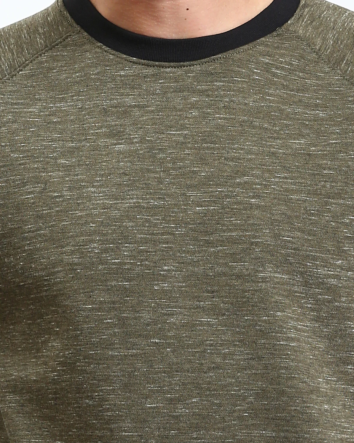 Ravin Men’s Raglan Crewneck Sweatshirt – Olive Marl with Contrast Ribbing - R212104 - Image 4