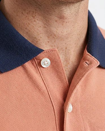Ravin Men's Raglan Polo Shirt with Contrast Ribbed Collar & Cuffs - Coral/Navy - R212077 - Image 4