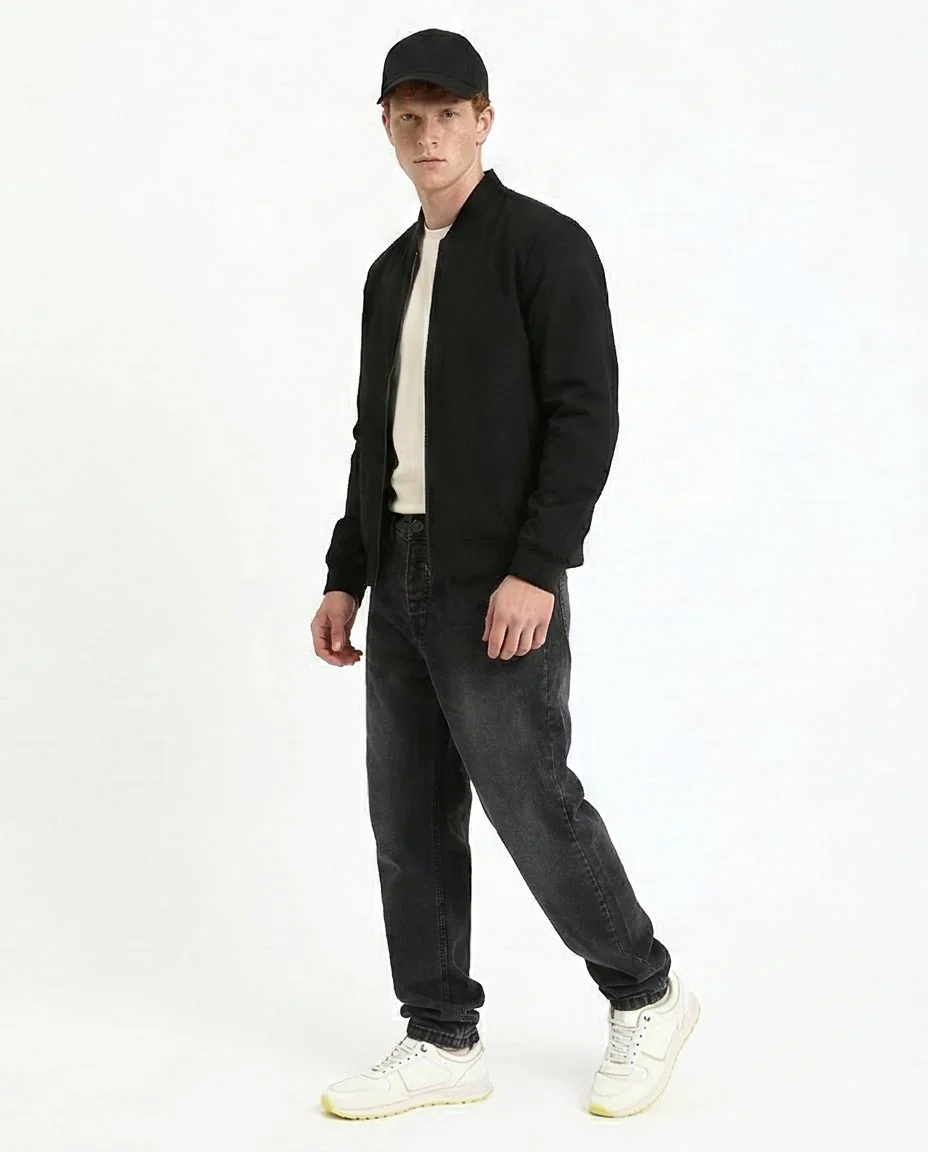Ravin Men's Relaxed Fit Acid Wash Tapered Jeans - Black - R212706 - Image 5