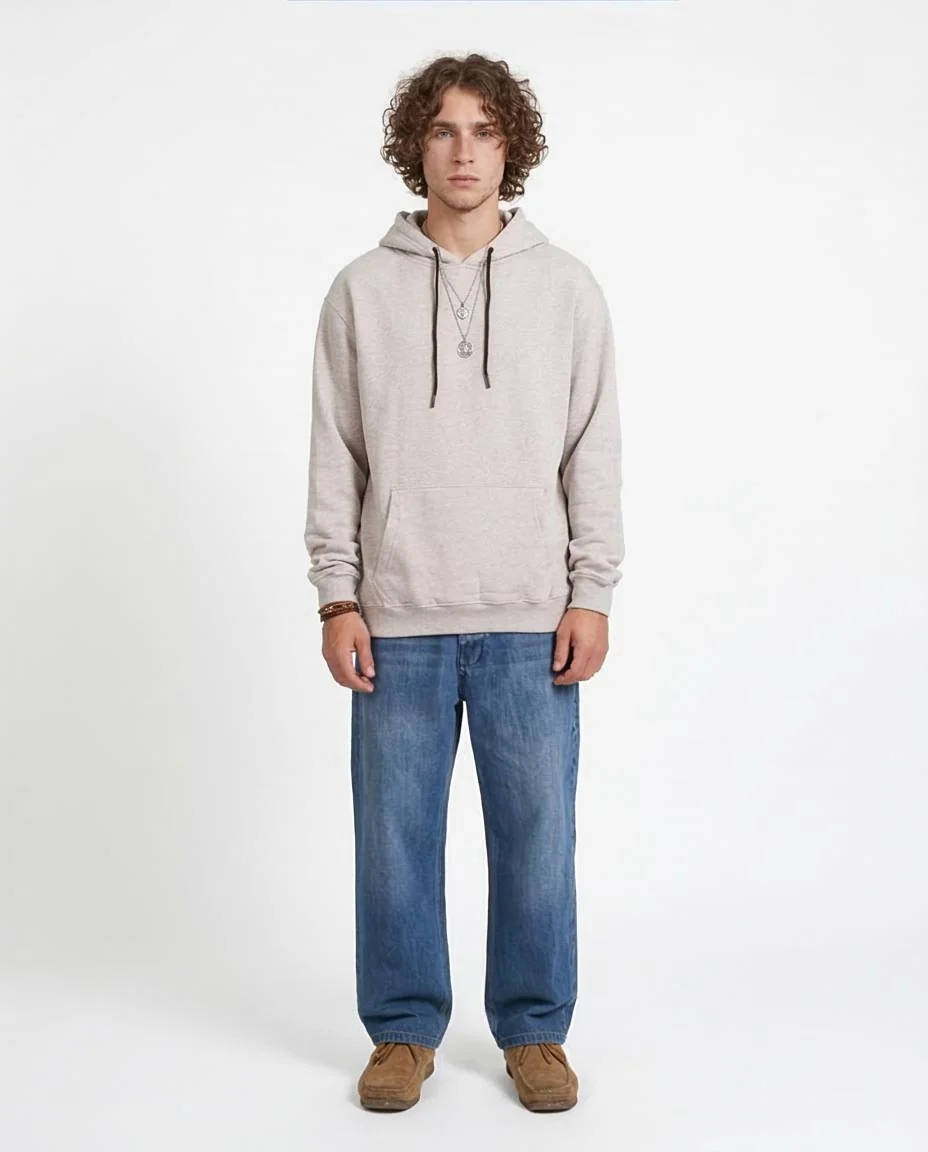 Ravin Men’s Relaxed Fit Beige Hoodie with Contrast Drawstrings - R206835 - Image 3