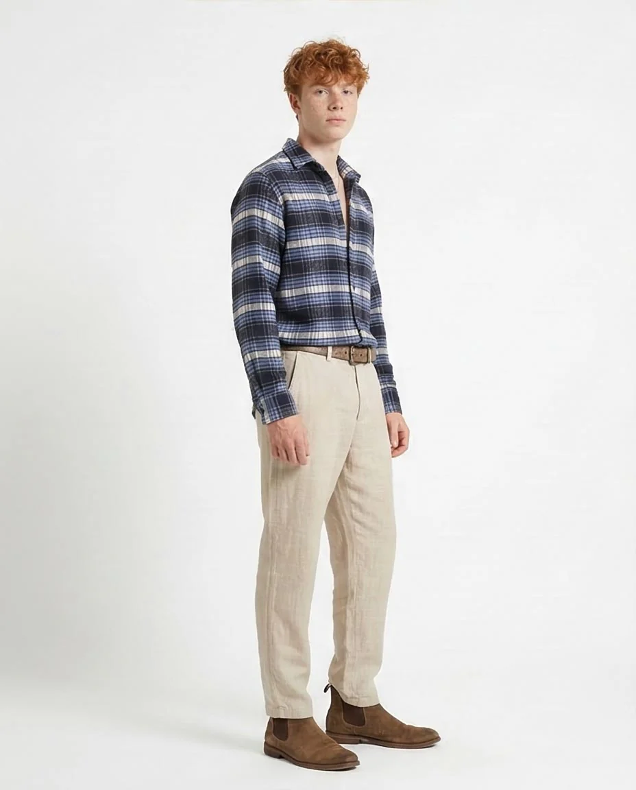 Ravin Men’s Relaxed-Fit Blue Plaid Flannel Shacket - R213203 - Image 3
