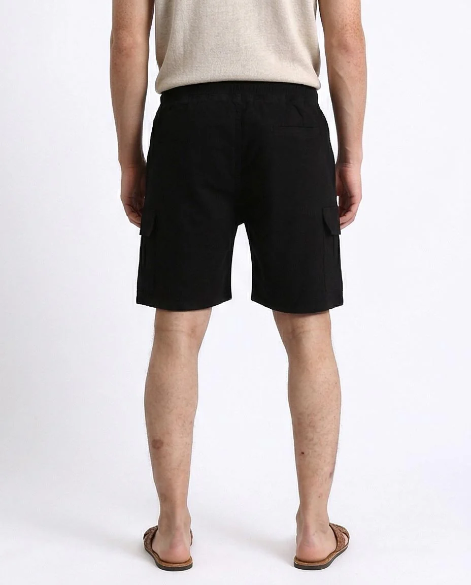 Ravin Men’s Relaxed Fit Cargo Shorts – Urban Utility Drawstring Shorts in Black - R209464 - Image 2