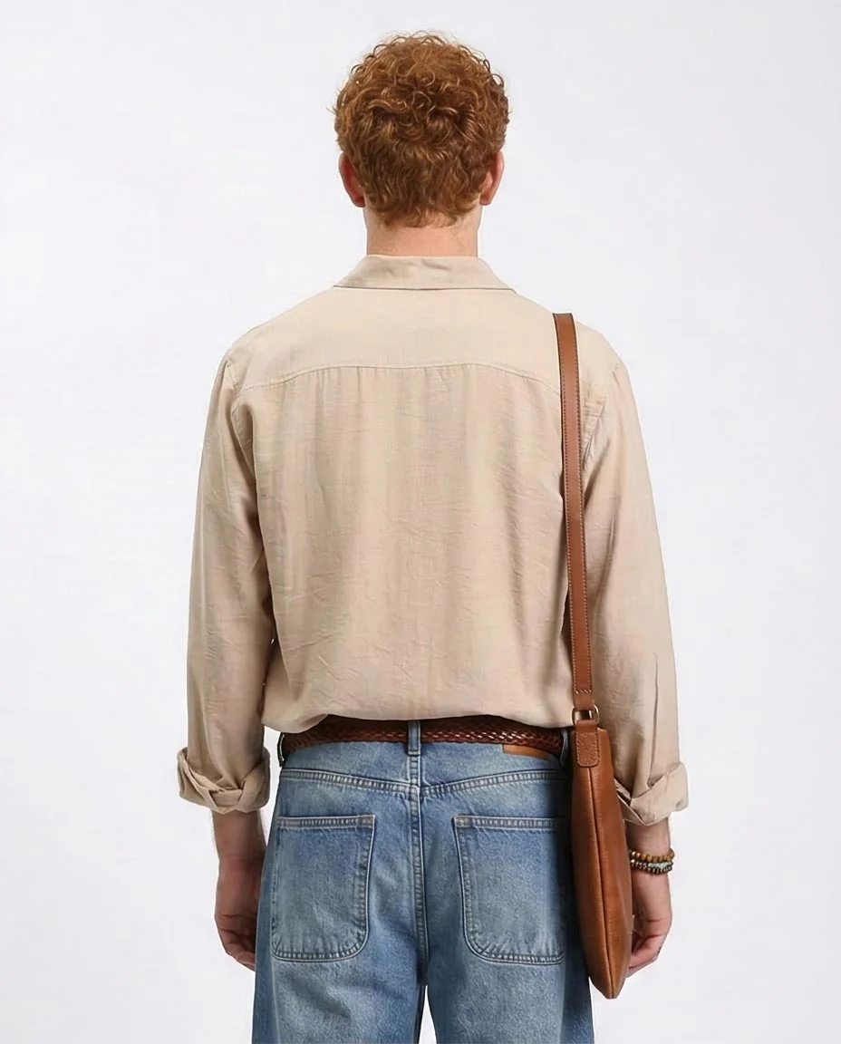 Ravin Men’s Relaxed-Fit Cotton Slub Shirt – Sand - R207295 - Image 2