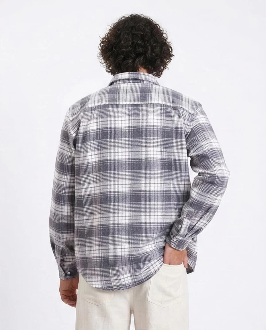 Ravin Men's Relaxed Fit Grayscale Plaid Flannel Shacket - R213199 - Image 2