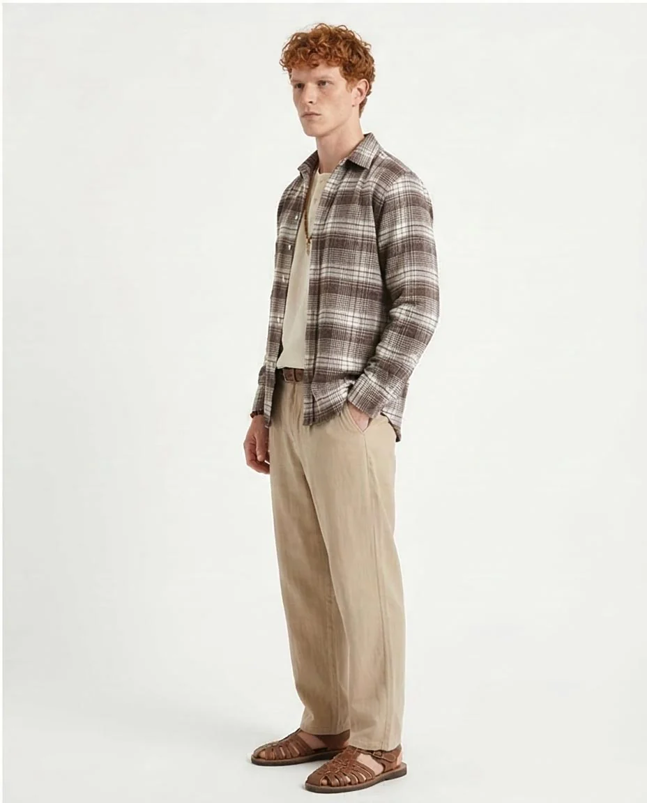 Ravin Men's Relaxed Fit Heavyweight Plaid Flannel Shacket - Chocolate & White - R213200 - Image 5