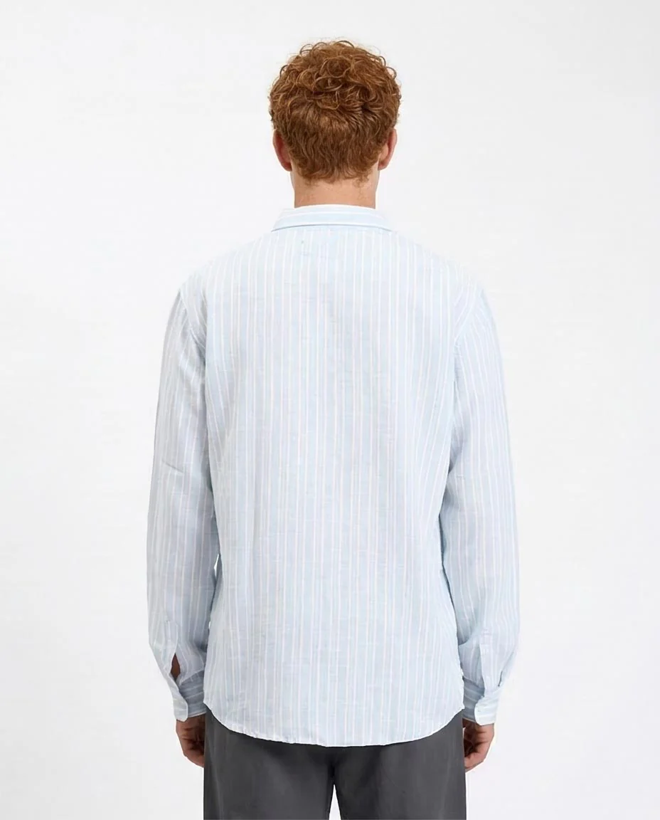 Ravin | Men’s Relaxed Linen-Blend Striped Shirt – Light Blue - R214223 - Image 2