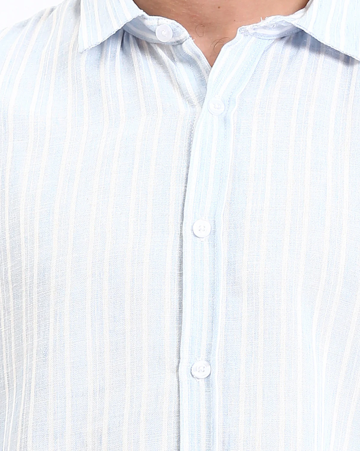 Ravin | Men’s Relaxed Linen-Blend Striped Shirt – Light Blue - R214223 - Image 4